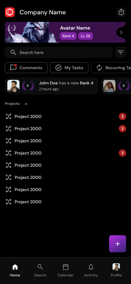 MagicTask V3 Mobile App Dashboard